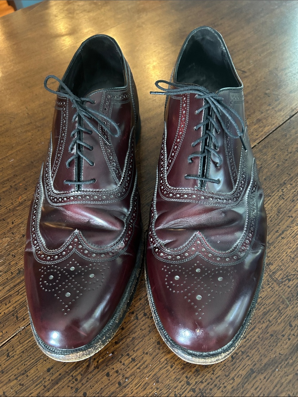 Florsheim Men's Burgundy Wingtip Oxfords Size 15D